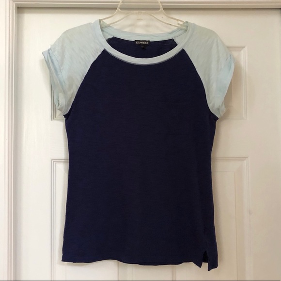 Express Pocket Baseball Raglan Two-Tone Tee Top - Picture 13 of 16